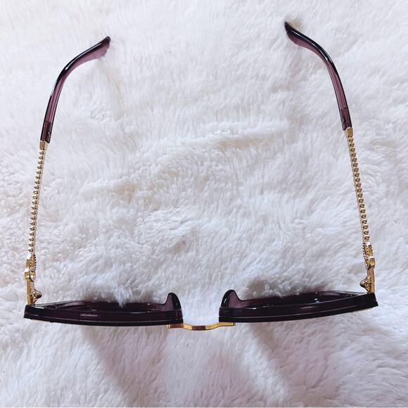 Gia Clear Dark Purple Chain Link Oversized Sunglasses - Picture 8 of 11